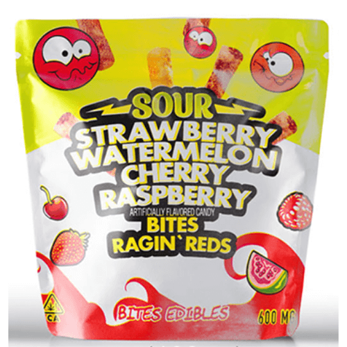 Sour Strawberry Watermelon Cherry Raspberry Bites Ragin' Reds (600mg THC)