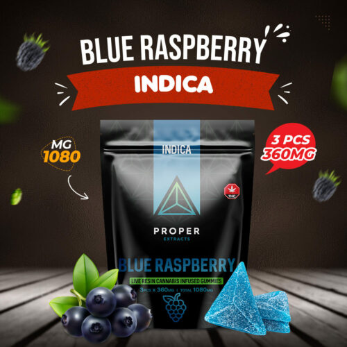 Proper Extracts Live Resin Cannabis Gummies - Blue Raspberry 1080mg THC - Cover Photo 1
