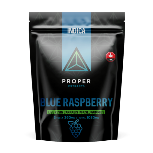Proper Extracts Live Resin Cannabis Gummies - Blue Raspberry 1080mg THC - Front