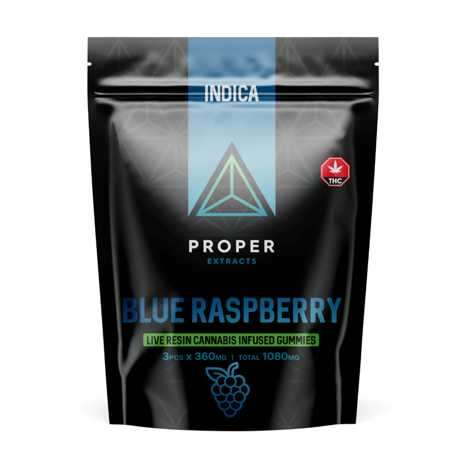 Proper Extracts Live Resin Cannabis Gummies - Blue Raspberry 1080mg THC - Front