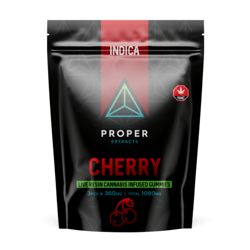 Proper Extracts Live Resin Cannabis Gummies - Cherry 1080mg THC - Front