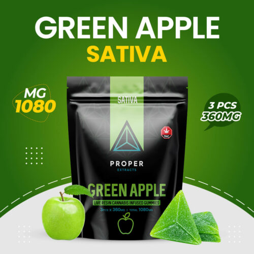 Proper Extracts Live Resin Cannabis Gummis Green Apple 1080mg THC - Cover Photo 1