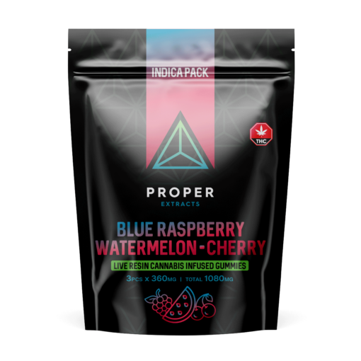 Proper Extracts Live Resin Cannabis Gummies Indica Pack 1080mg THC - Front