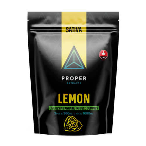 Proper Extracts Live Resin Cannabis Gummies Lemon 1080mg THC - Front