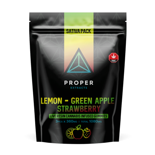 Proper Extracts Live Resin Cannabis Gummies - Sativa Pack 1080mg THC - Front