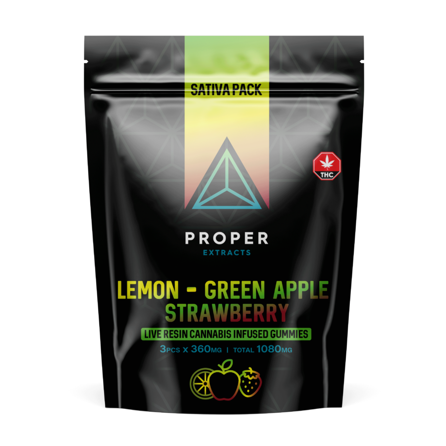 Proper Extracts Live Resin Cannabis Gummies - Sativa Pack 1080mg THC - Front