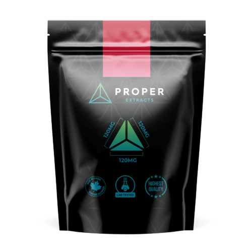 Proper Extracts Live Resin Cannabis Gummies Strawberry 1080mg THC - Back
