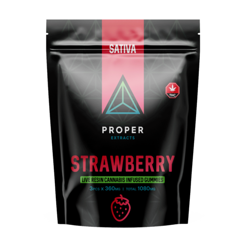 Proper Extracts Live Resin Cannabis Gummies Strawberry 1080mg THC - Front